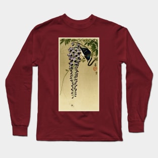 Flycatcher at wisteria, by Ohara Koson Long Sleeve T-Shirt